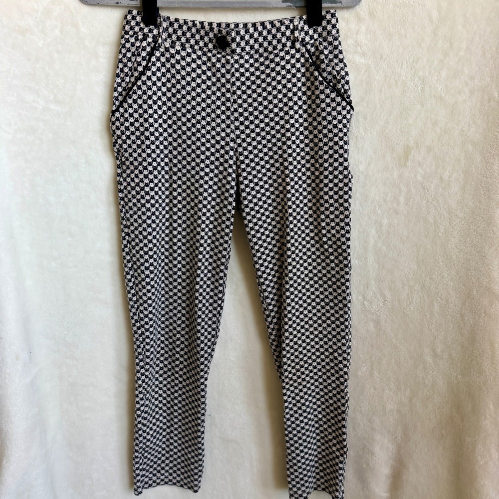 Betabrand Black White Catstooth Print Skinny Dress Pants Size Small Petite